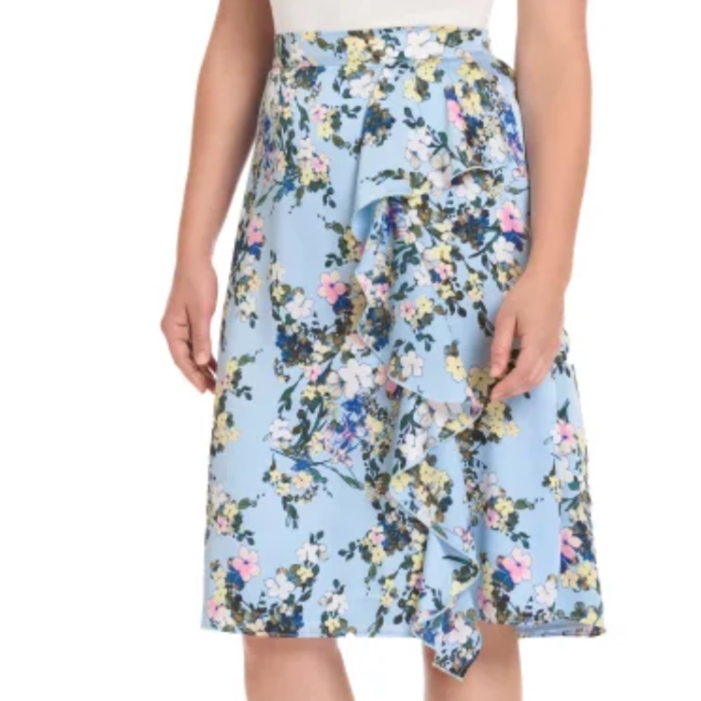 Ted Baker Light Blue Floral A-Line Skirt